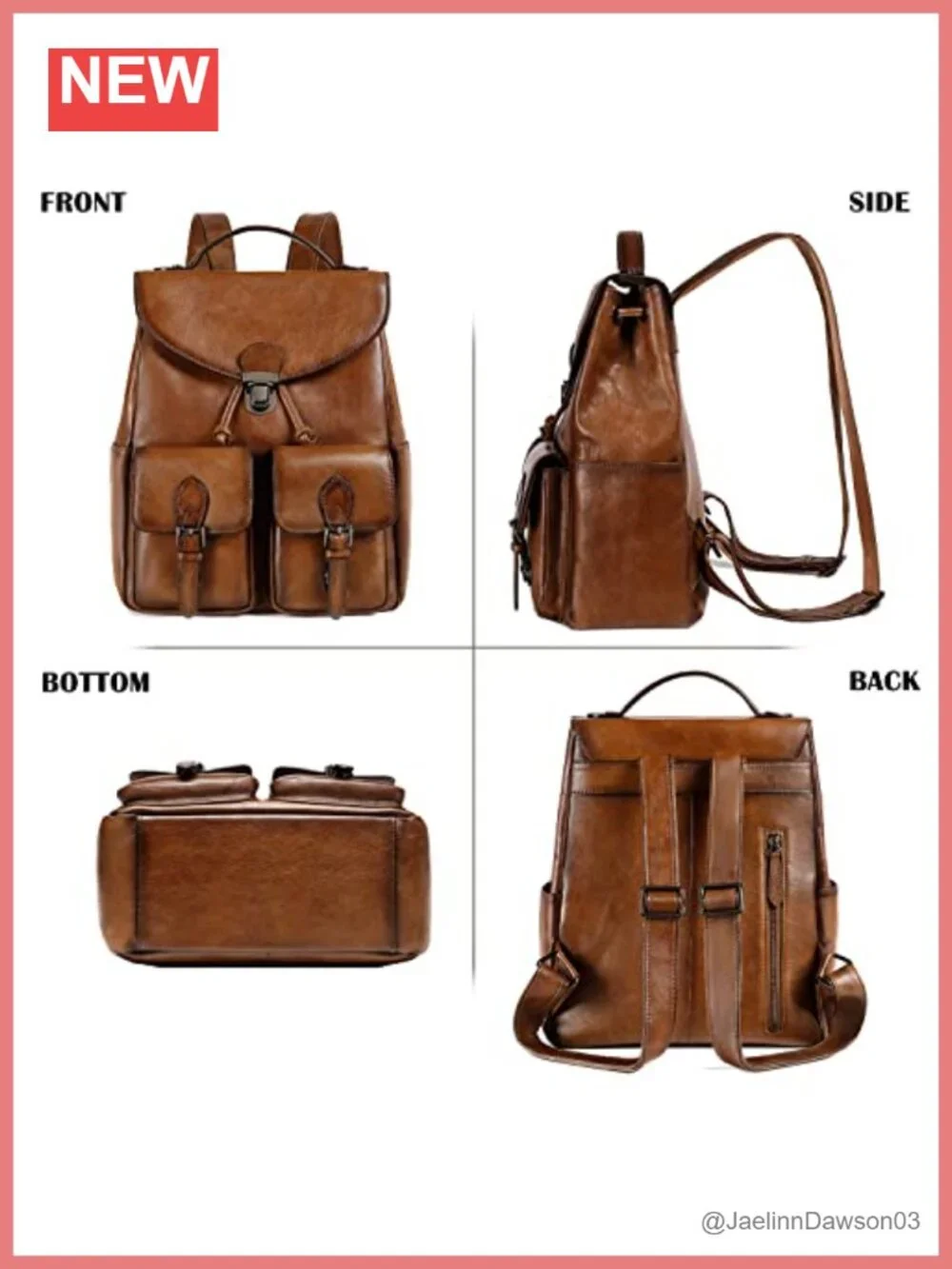 Vintage Genuine Leather Backpack Purse Fashion Rucksack Retro Daypack